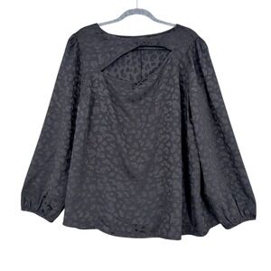 Lane Bryant Women's Size 20‎ Black Leopard Print Cutout Long Sleeve Blouse